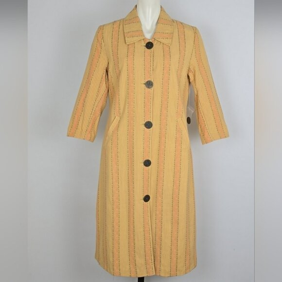 NWT Kit Cornell Womens Button Down Jacket Cotton Boho Vintage Yellow Orange SZ 6 - Picture 3 of 15